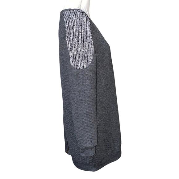 Sanctuary Grey Quilted Sweatshirt Dress Tunic Top Sz M Lagenlook Full Zip Back - Picture 3 of 11